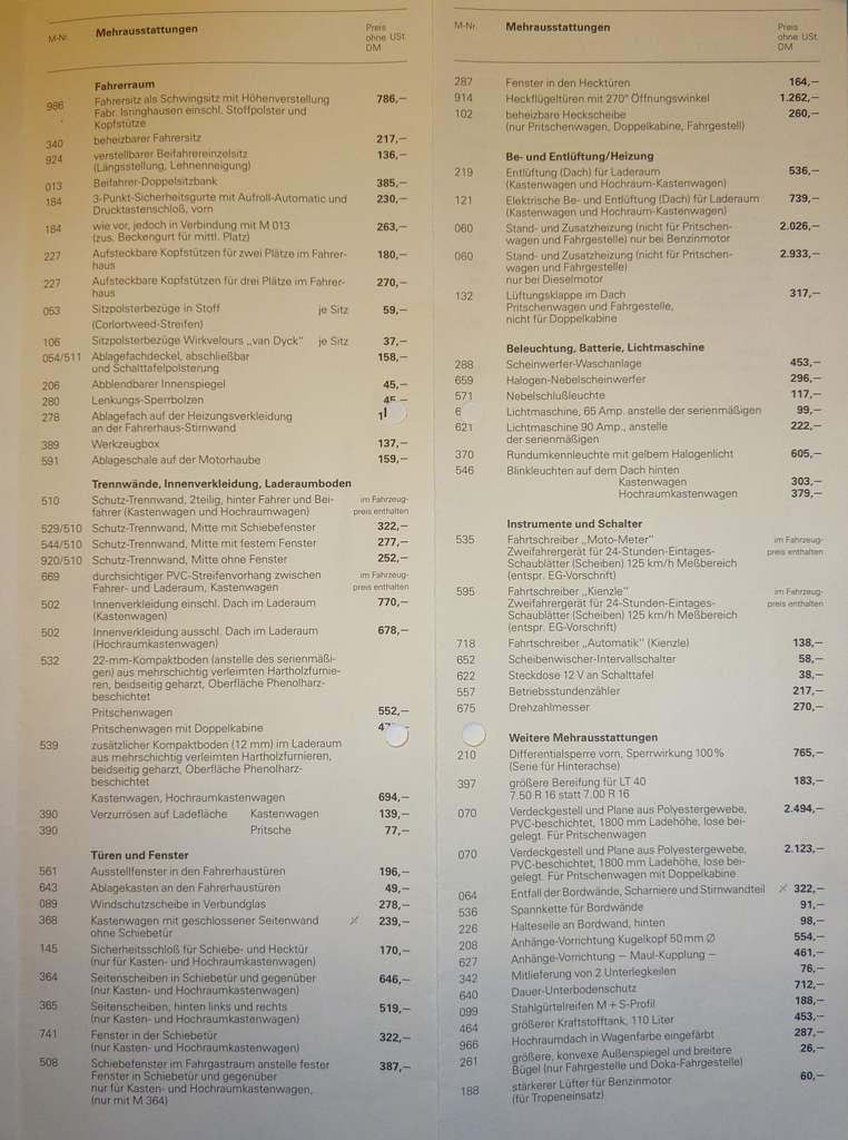 Preisliste LT 4x4