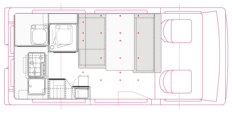 Grundriss mit Gurtbefestigungen
